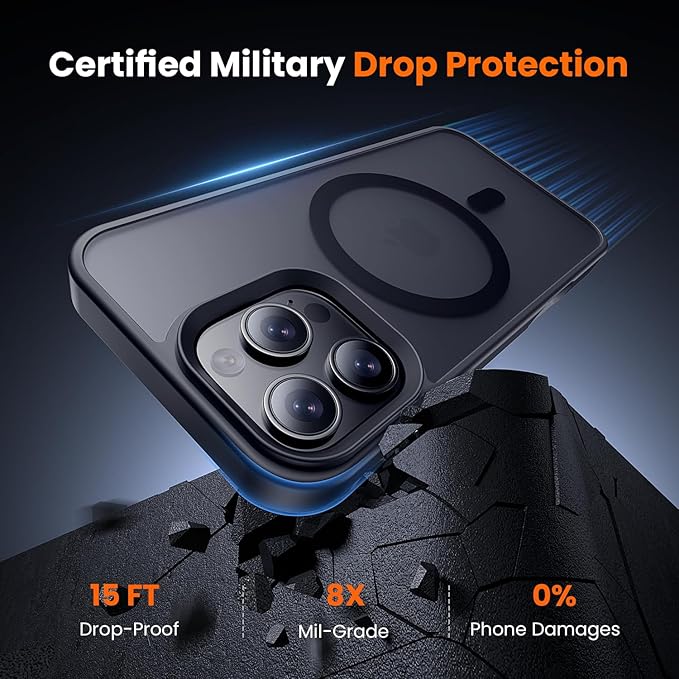 toushion Phone Case for iPhone 16 pro max Matte Black | 3 in 1, with MagSafe, Screen Protector*1, Camera Lens Protector*1, Matte Skin Feeling, Back Cover, Military-Grade Protection, 6.9 inch