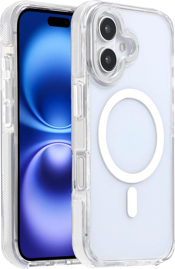 Magnetic Case for iPhone 16 [10Ft Military-Grade Protection] Compatible with MagSafe Shockproof Slim Thin Cover 6.1 inch 16 Phone Case,Clear White