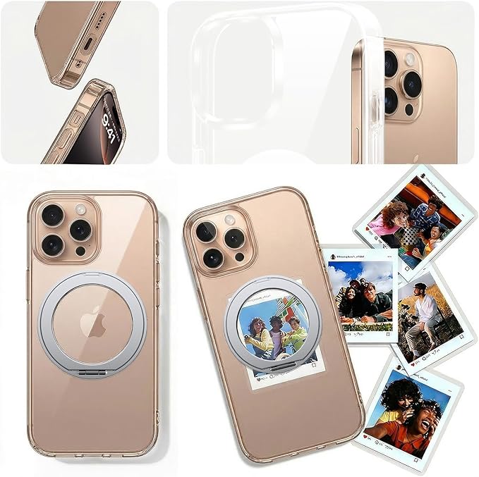 toushion 3 in 1 for iPhone 16 Pro Max Case Stand |Build in Kickstand,Screen Protector *1 & Camera Lens Protector*1, Not Yellowing, Fits MagSafe, Military-Grade Protection