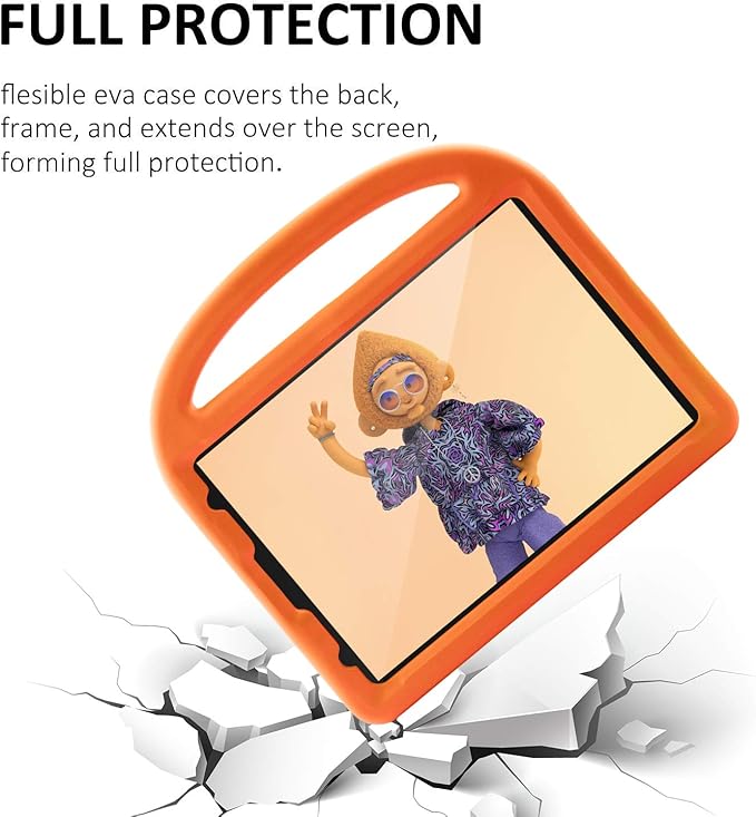 Kids Case for iPad Pro 11-inch 4th/3rd/2nd Generation(2020-2022), Techcircle Child Shockproof EVA Protective Handle Stand Case for iPad Air 5/Air 4 10.9", Support Pencil Charging, Orange