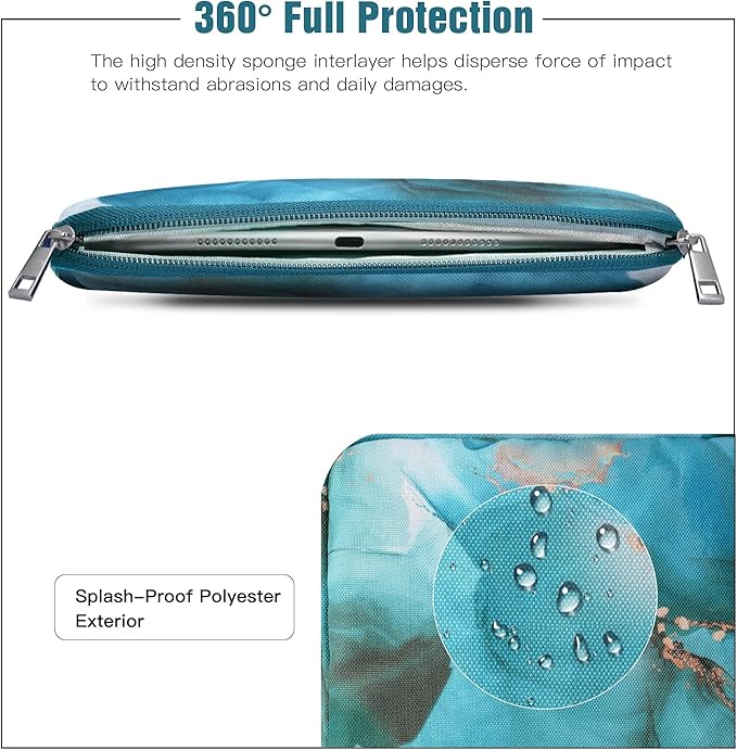 TiMOVO 9-11" Tablet Sleeve Bag for iPad 11-inch A16 2025, iPad 10.9"/10.2"| Air 11 Inch/5th/4th Gen. 10.9", Galaxy Tab A9+/A11Plus 11", Protective Bag Fit Smart Keyboard, Cloud Peacock Blu