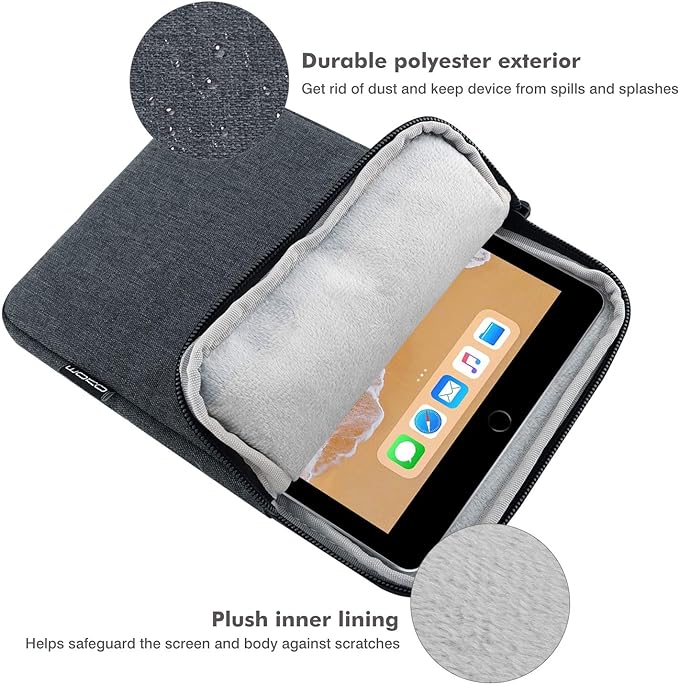 MoKo 9-11 Inch Tablet Sleeve Bag Carrying Case Fits New 11inch iPad Air M4, iPad A16 2025, iPad Pro 11 M4, Air 5/4/3, iPad 10/9/8th Gen, Tab S8/S9 11", Tablet Carrying Case, Space Gray | Carrying Case, Space Gray