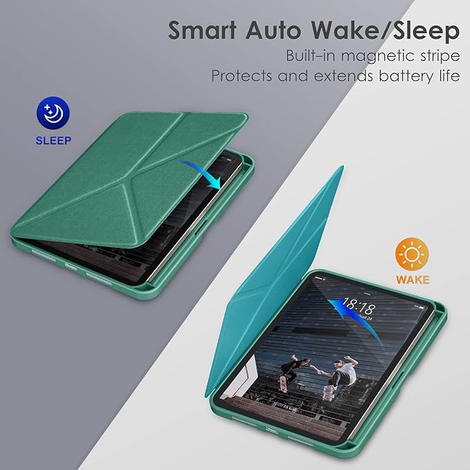 DTTO Case for iPad mini 7 (A17 Pro) 2024 / iPad mini 6 2021 8.3 inch with Pencil Holder, Multi-Angle Magnetic Standing Cover for iPad mini 7th/6th Generation [Auto Wake/Sleep], Green