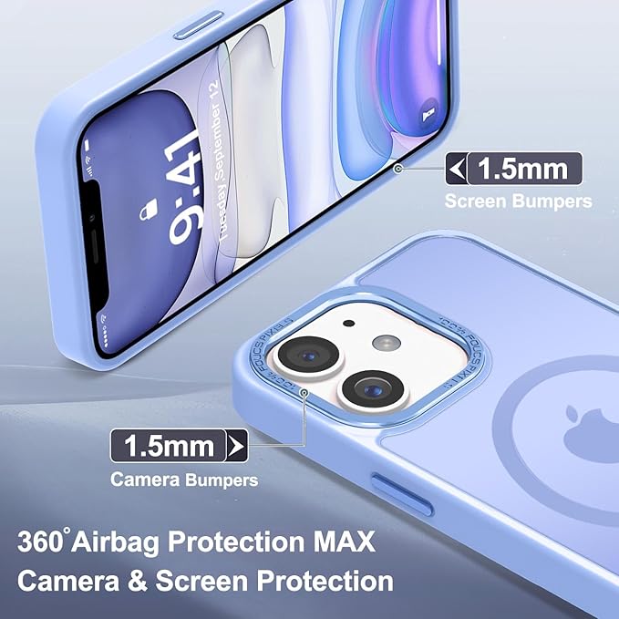 Newfuture Designed for iPhone 11 Case with Strong Magnetic [13 FT Military Drop Protection] [Compatible with Magsafe] Slim Translucent Matte Shockproof with Anti-Fingerprint Phone Case, Blue