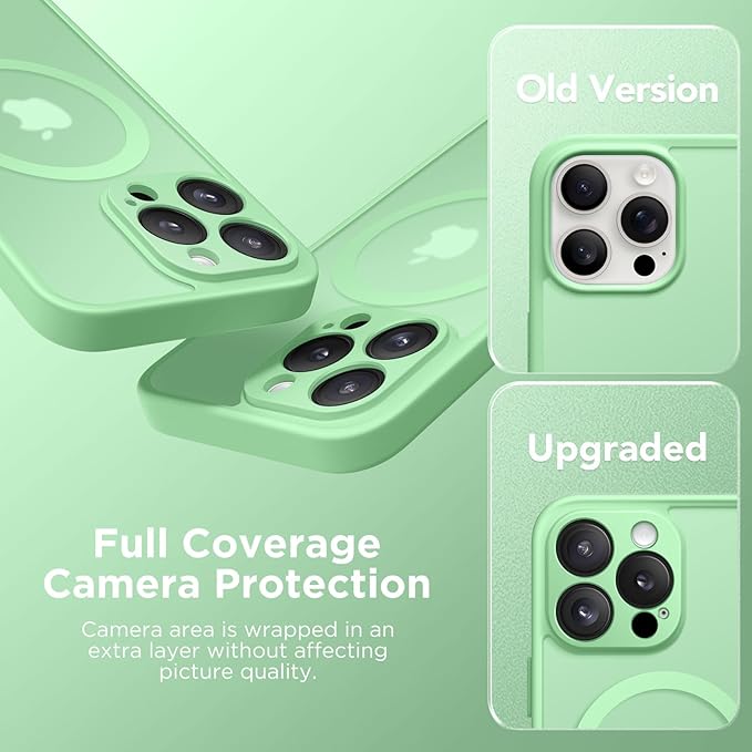 CAPRARO Magnetic Compatible with iPhone 16 Pro Case, Upgraded [Full Camera Protection] [Compatible with MagSafe] Protective Translucent Matte Women Girl Phone Case Cover, Bamboo Green
