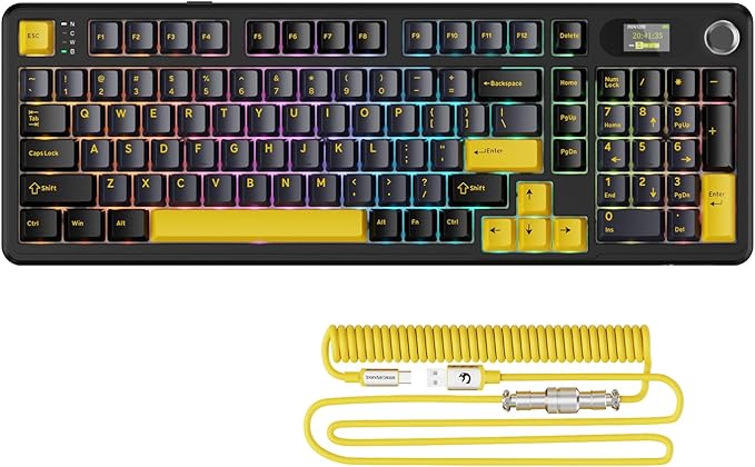 ATTACK SHARK X98PRO Wireless Mechanical Keyboard,Multi-Function Knob&TFT Screen,Tri-Mode BT/2.4G Hz/USB-C Wired Keyboard,Hot-Swap RGB Backlit,4000mAh 98 Keys,Cloud Drive,for Win/Mac/Linux-Starry Black