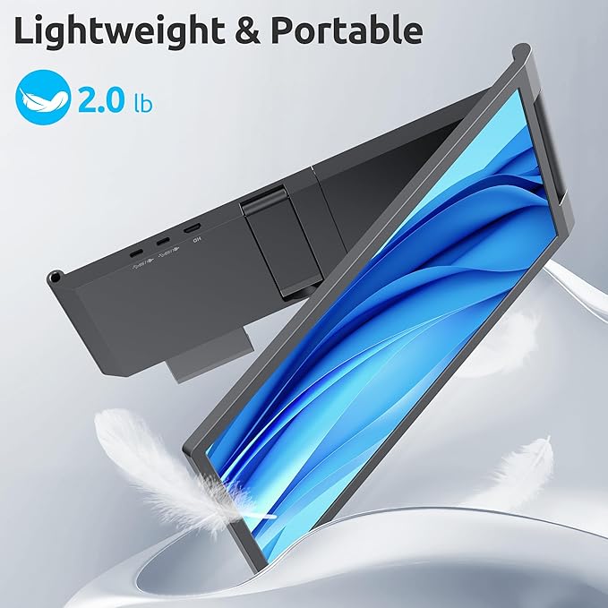 MAGICRAVEN Laptop Screen Extender, 14" 1080P Portable Monitor, Type-C HDMI Plug and Play for 13.3" - 16.1" Laptops, 270° Rotation Attachment Display for Windows/MacOS/Chrome Laptop Phone