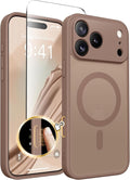 CAPRARO Magnetic for iPhone 17 Pro Max Case, Upgraded [Full Camera Protection] [Compatible with MagSafe] Protective Translucent Matte Women Girl Phone Case Cover, Brown
