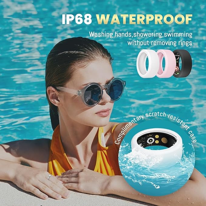 Smart Ring For Women Men, Health Tracker with Heart Rate/Blood Oxygen/Blood Pressure/Sleep Monitoring/Step Counting, IP68 Waterproof Fitness ring, No App Fees for iPhone & Android (Lavender Pink, 10#)