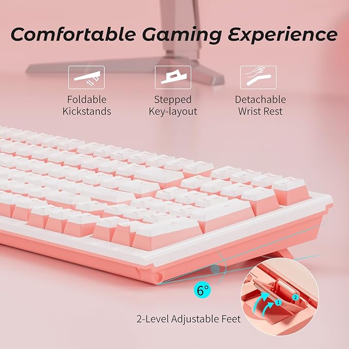 Hexgears X4 Wired Mechanical Keyboard with Number Pad, USB-C Hot Swappable Custom Keyboard, Pre-lubed Clicky Switches, White LED Backlit Computer Gaming Keyboards for PC/Tablet