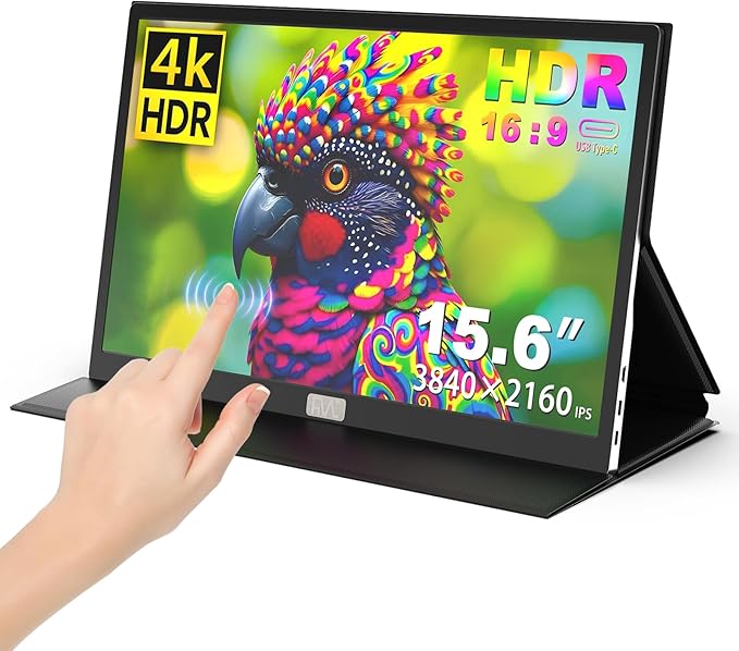 4K Portable Touchscreen Monitor,15.6" Touch Screen Monitor,IPS External,Touchscreen HDR HDMI USB-C Travel Monitor for Laptop MacBook Pc Surface PS5 Xbox (15.6")