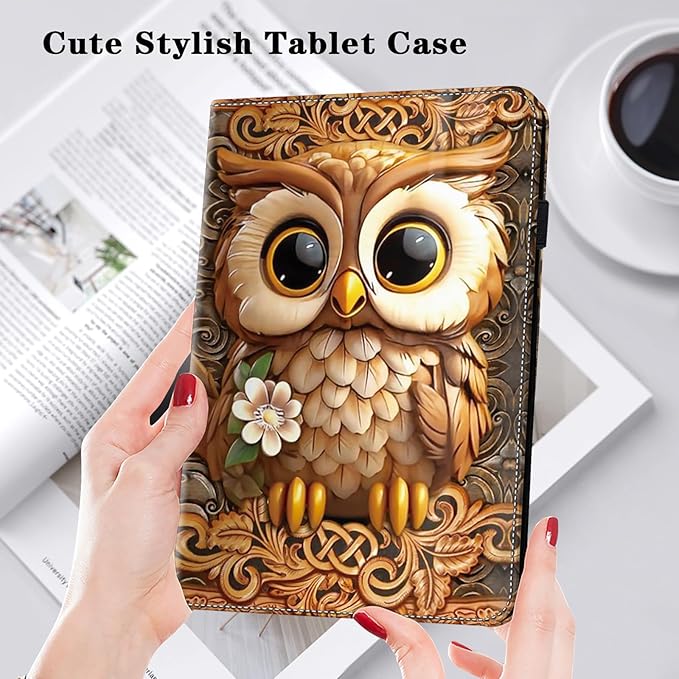 Case for iPad Pro 12.9 2022/2021/2020/2018, PU Leather Tablet Cases Flip Folio Multi-Angle Viewing Stand Protective Cover for iPad Pro 12.9" 6th Gen/5th Gen/4th Gen/3rd Gen - Brown Owl