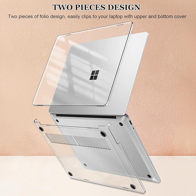Plastic Hard Shell Case for 13 inch Microsoft Surface Laptop 2025 Model 2095 (Windows 11 Copilot+ PC), Scratch-Resistant Cover for Microsoft Surface Laptop 13-inch 2025, Crystal Transparent