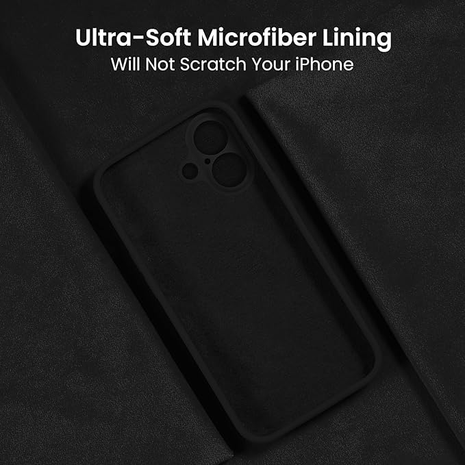 FireNova Designed for iPhone 16 Plus Case, Silicone Upgraded [Camera Protection] Case, with Soft Anti-Scratch Microfiber Lining Inside, 6.7 inch, Black