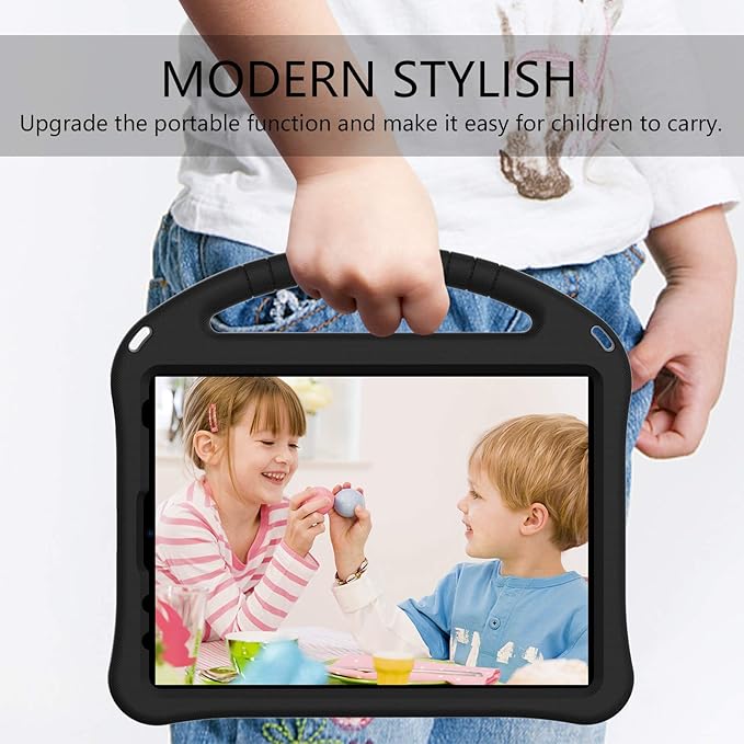 Shockproof Case for Apple iPad A16 11 Inch 2025 11th Gen/iPad 10th Generation 2025 10.9", with Shoulder Strap Soft EVA Handle Design Foldable Kickstand Kids Friendly Cover for Girls Boys, Black