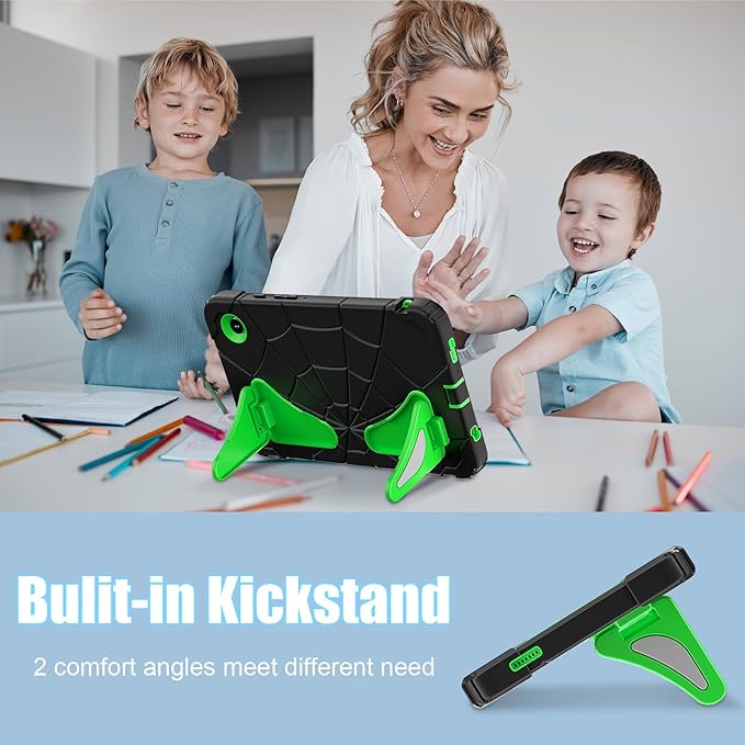 AKABEILA Compatible with Samsung Galaxy Tab A11 2025 8.7 inch Tablet Case，Lightweight Shockproof Rugged Protective Cover with Kickstand for Kids Children Boys Babies Dark Green