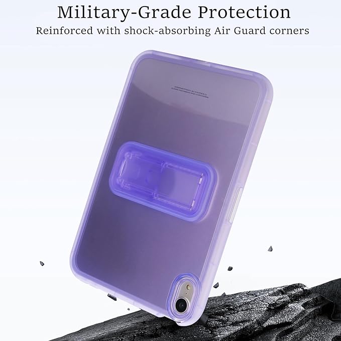 Slim Case for iPad mini 7 (A17 Pro) 2024/ Mini 6 8.3'', Built-in Kickstand Non-Slip Military Grade Drop Protection Rugged for iPad mini 7th 6th Generation, Purple