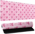 Pink Bows Mouse Pad Extended Large 31.5x11.8 in Coquette Kawaii Desk Mat Preppy Trendy Computer Large Mousepad Non-Slip Rubber Base Stitched Edge Gaming Mousepad PC Computer Desk Pad for Work Desktop