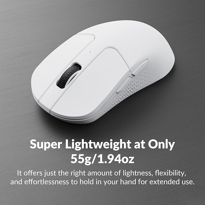 Keychron M3 Mini 4K Wireless Bluetooth 5.1/2.4 GHz/Wired Optical Mouse, Ultra-Lightweight 55g Programmable PixArt 3395 Sensor with up to 26,000 DPI/ 650 IPS for Windows Mac Linux - White