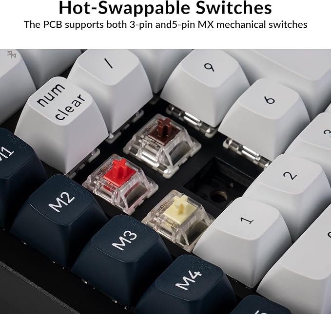 Keychron Q0 Max Wireless Custom Mechanical Numpad, 2.4 GHz/Bluetooth 5.1/Wired QMK Number Pad, RGB Hot-Swappable with Gateron Banana Switch for Laptop Mac Windows Linux - Black
