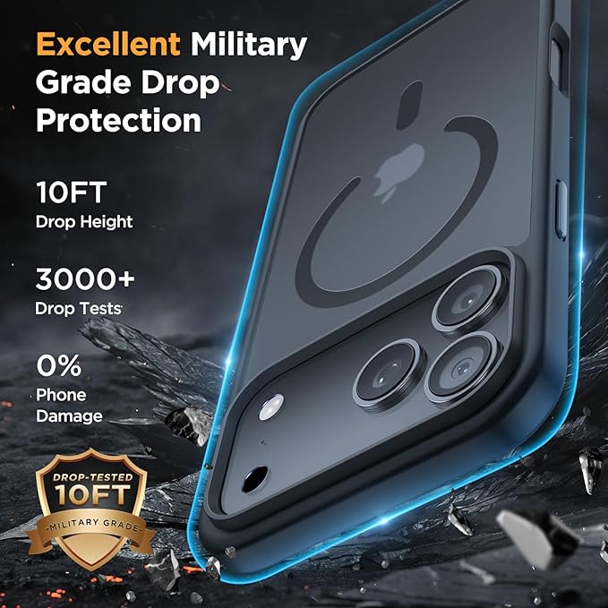 Miracase Magnetic for iPhone 17 Pro Max Case with Screen Protector [Compatible with MagSafe] Slim Thin Phone Case Military-Grade Protected for 17 ProMax Cover Bumper 6.9", Black