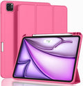 ZryXal New iPad Air 13 Inch Case M3 2025/M2 2024 with Pencil Holder, Trifold Stand Smart Case with Soft TPU Back,Auto Wake/Sleep(Watermelon)