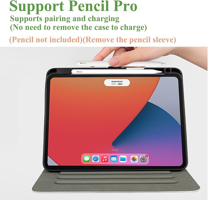 Vimorco for iPad Pro 13 Inch Case M5/M4 2025/2024, for iPad Pro 13 Case for Girls Women, Pencil Holder/Hand Strap/Pocket/Screen Protection Band, 3 Adjustable Angles for iPad 13 Pro Cover, Ocean Beach
