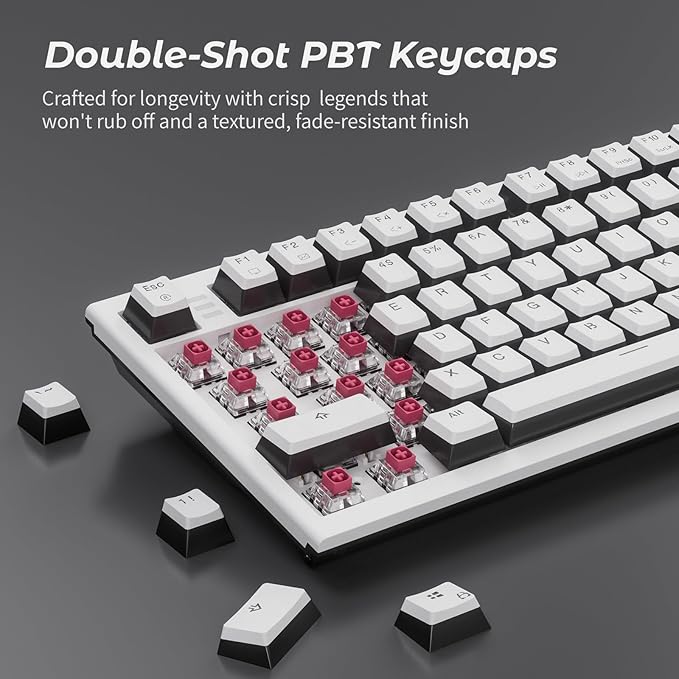 Hexgears X4 Mechanical Keyboard with Number Pad, USB-C Hot Swappable Custom Keyboard, Pre-lubed Linear Switches, White LED Backlit Computer Gaming Keyboards for PC/Tablet