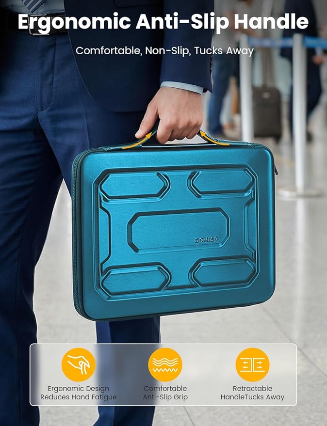 DOMISO Laptop Hard Case 14-14.4 inch Waterproof Shockproof Hard Shell Laptop Sleeve with Handle & Storage Pocket, Compatible with MacBook, HP, Dell, Teal
