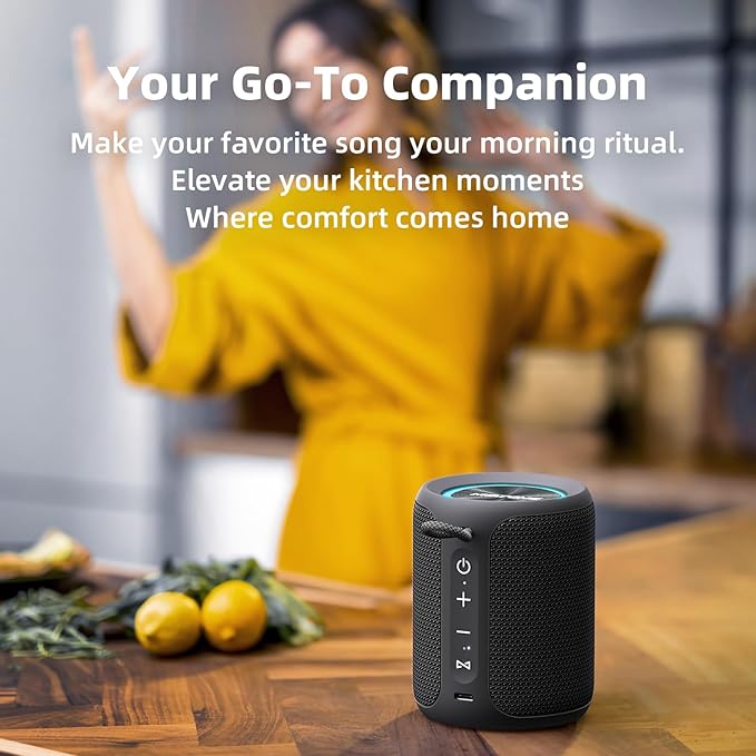 MIATONE Rush M - 20W Bluetooth Speaker IP67 Waterproof Speaker with Deep Bass, Portable Speakers for Beach Camping Accessories, Gifts for Men Fathers Him (Black)
