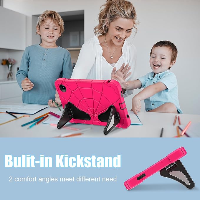 AKABEILA Compatible with Samsung Galaxy Tab A9 8.7 inch(SM-X115N)(2023) Tablet Case，Lightweight Shockproof Rugged Protective Cover with Kickstand for Kids Children Boys Babies Strawberry Black