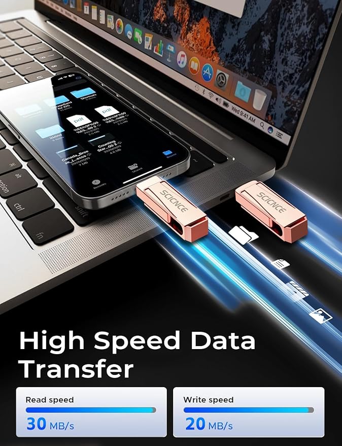 512GB Phone Flash Drive Photo Stick, USB Memory Stick for Photo Video Backup & Storage, No APP Required, Compatible with iPhone iPad Android PC, Rose Pink