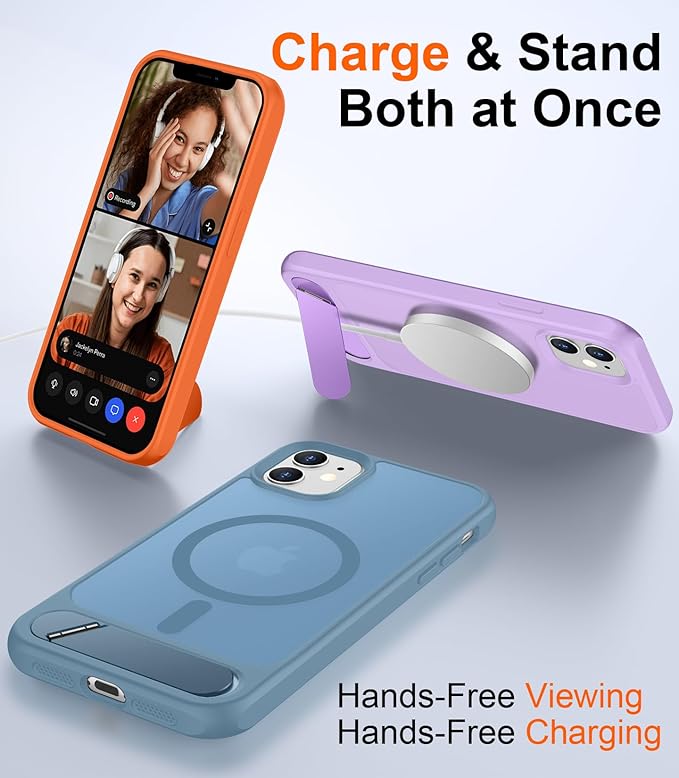 Magnetic Compatible with iPhone 11 Phone Case, [Built-in Invisible Kickstand][Compatible with MagSafe] [Military Grade Shockproof] Slim Translucent Matte Phone Case for iPhone 11 6.1"