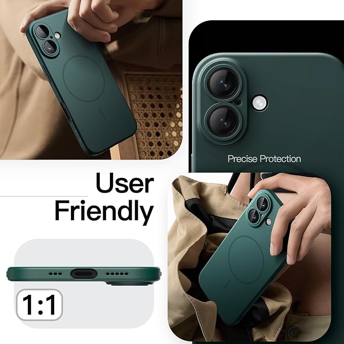 JETech Magnetic Slim Case for iPhone 17 6.3-Inch, Compatible with MagSafe, Ultra-Thin Lightweight Minimalist Phone Cover with Matte Finish and Full Camera Lens Protection (Midnight Green)
