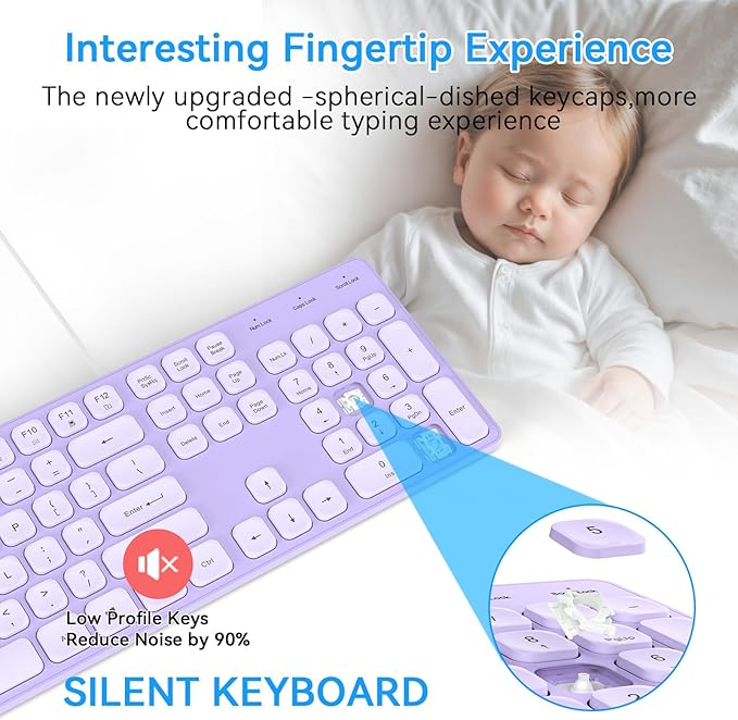USB Wired Keyboard for window,Comfortable Quiet Chocolate Keys, Durable Ultra-Slim Wired Computer Keyboard(QWERTY) for PC, Windows 11/10/8/7/XP/Vista KB1430 (KB435 Purple, Wired Keyboard For Windows)