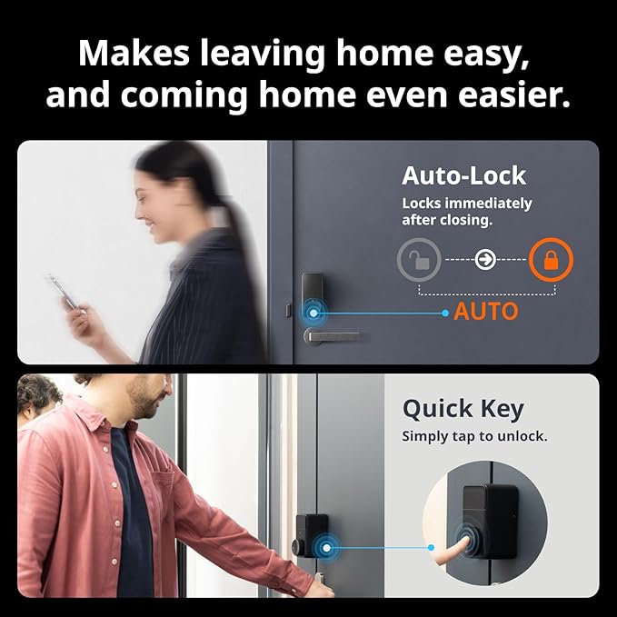 SwitchBot Smart Lock Pro Keyless Entry Door Lock, Smart Deadbolt Retrofit for Existing Deadbolt, No-Drill Install for Renters, Auto-Lock, Add Hub (Sold Separately) for Matter Siri, Alexa & Google