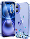 toushion 3 in 1 for iPhone 16 Case Clear, Screen Protector *1 & Camera Lens Protector*1, Print Shockproof for iPhone 16 Phone Case 6.1 inch Floral