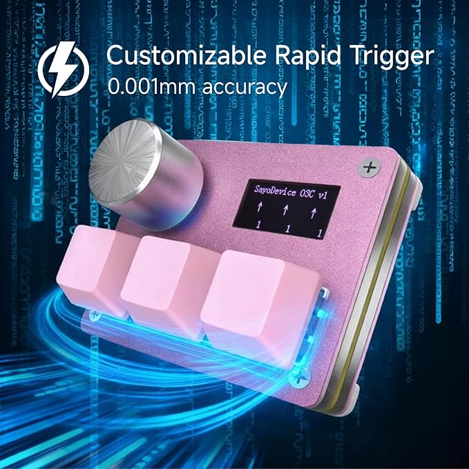 O3C Rapid Trigger Hall Effect Keyboard Suitable for OSU and Geometry Dash Rhythm Game Macro Keypad with Magnetic Linear Switches (Pink, Outemu Pink Switch)