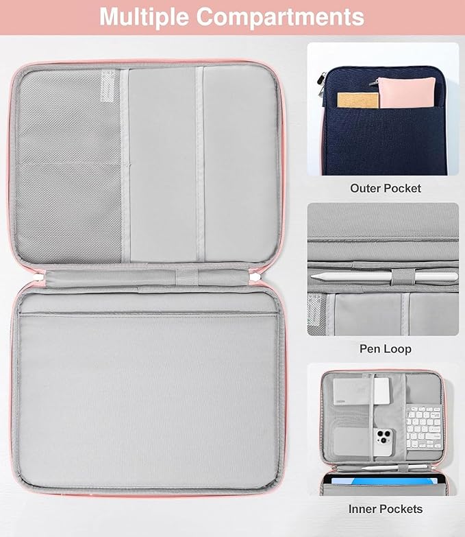Dadanism 9-11" Tablet Sleeve Padded Carrying Case with Handle for iPad A16 11", iPad 10th Gen/Air5/4 10.9", iPad Air M4/Pro M5 11", iPad 9/8/7th Gen 10.2", Galaxy Tab A11+ 11", Remarkable 2, Indigo