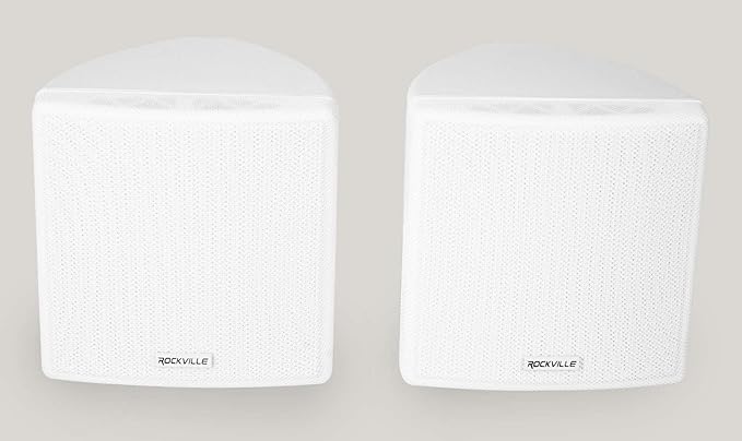 Rockville Pair Cube White 3.5" 30W RMS Home Theater Wall Speakers, 8 Ohm, 360-Degree Swivel Brackets, 2-Way Audio, Compact Design, for Home Theater and Surround Sound