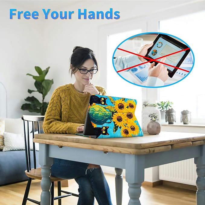 for Kindle Scribe 10.2 Inch 2022/2024 Released Tablet Case, Slim Kickstand Stand Leather Smart Cover with Auto Wake/Sleep, Art Turtle