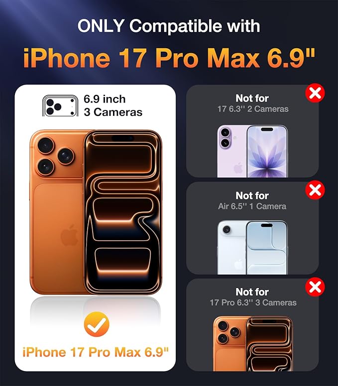 Diaclara Magnetic Designed for iPhone 17 Pro Max Case Full Body Bumper,[Compatible with MagSafe] Military Drop Proof Cover with Built-in Touch Sensitive Anti-Scratch Screen Protector,Red