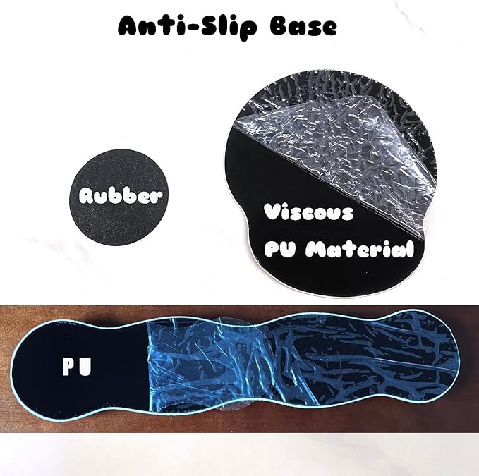 3-in-1 Cute Mouse Pad and Keyboard Wrist Rest Support, [ 20% Larger] Anime Kawaii Gel Wrist Rest with Non-Slip PU Base, Ergonomic Mouse Pad with Coaster,Pain Relief,Game Work Study Home Office-Cat