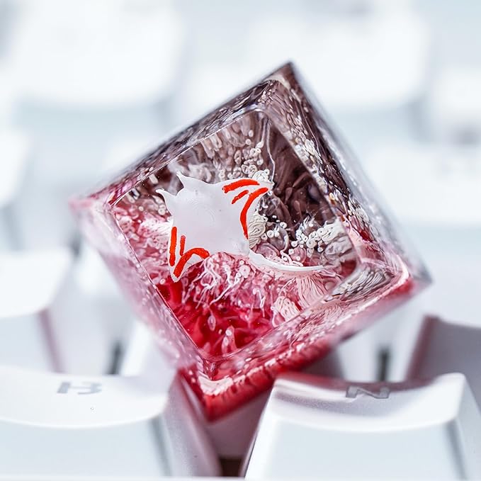 Manta Ray Artisan Keycap Pink Ocean Coral R1 SA Profile Custom Sea Creatures Keycaps 1U ESC Handmade Gaming Resin Key Cap Cherry MX Switch Compatible Mechanical Keyboard Manta Ray Lover Gift