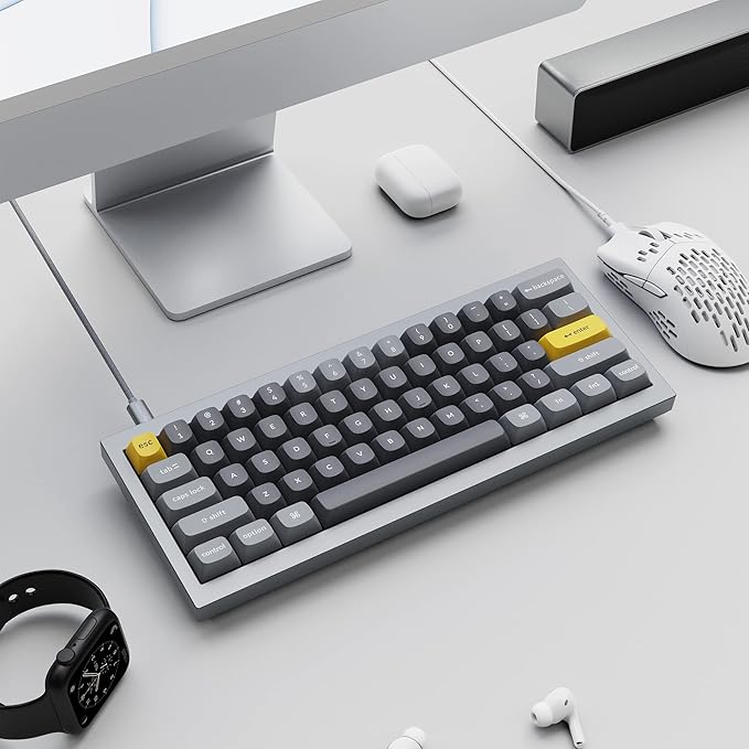 Keychron Q4 Wired Custom Mechanical Keyboard, QMK/VIA Programmable Macro, Full Aluminum, Hot-Swappable Gateron G Pro Red Switch, 60% Layout Double Gasket Compatible with Mac and Windows - Blue