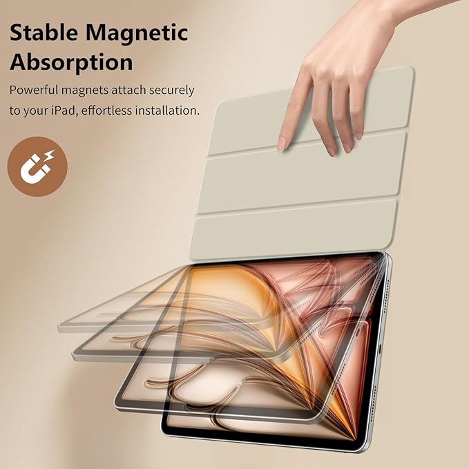 TiMOVO Magnetic Case for iPad Air 11 Inch (M4/M3/M2-2026/2025/2024), iPad Air 5th/4th Generation Case (2022/2020) 10.9 Inch, Smart Folio Magnetic Trifold Stand Cover, Auto Wake/Sleep, Champagne Gold