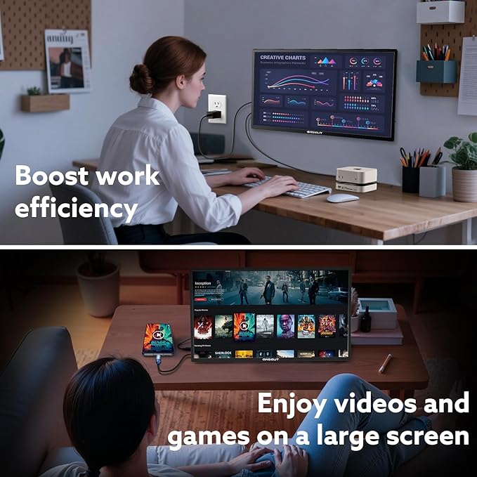 23.8'' Portable Monitor 2.5K 180Hz QHD 1440p, VESA USB-C HDMI Laptop Screen Extender, Built-in Stand Speakers for Laptop Mac PS4/5 Xbox Switch