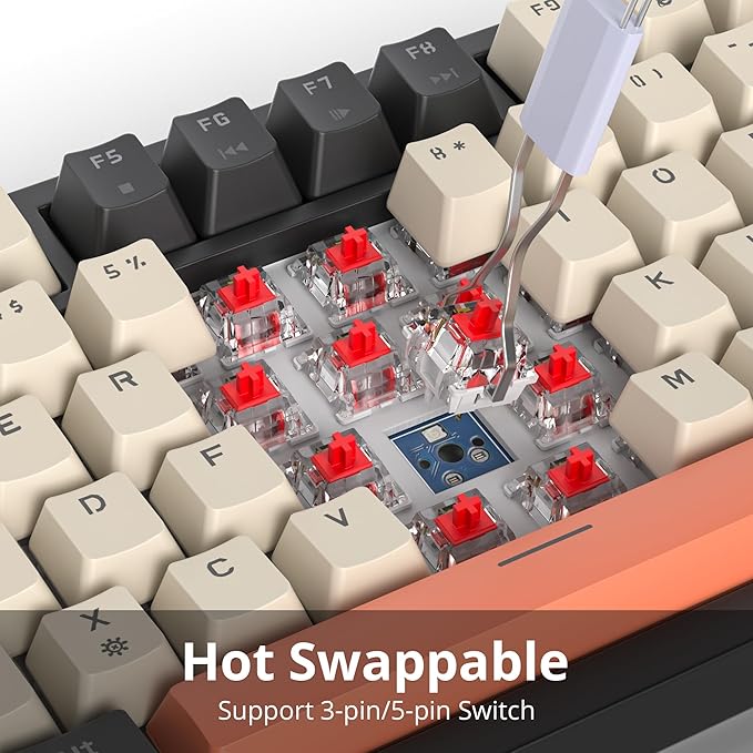 75% Mechanical Gaming Keyboard - Retro Gasket Mount, Hot Swappable, RGB Backlit TKL Custom Keyboard for PC Laptop Windows Gamers (Carbon)