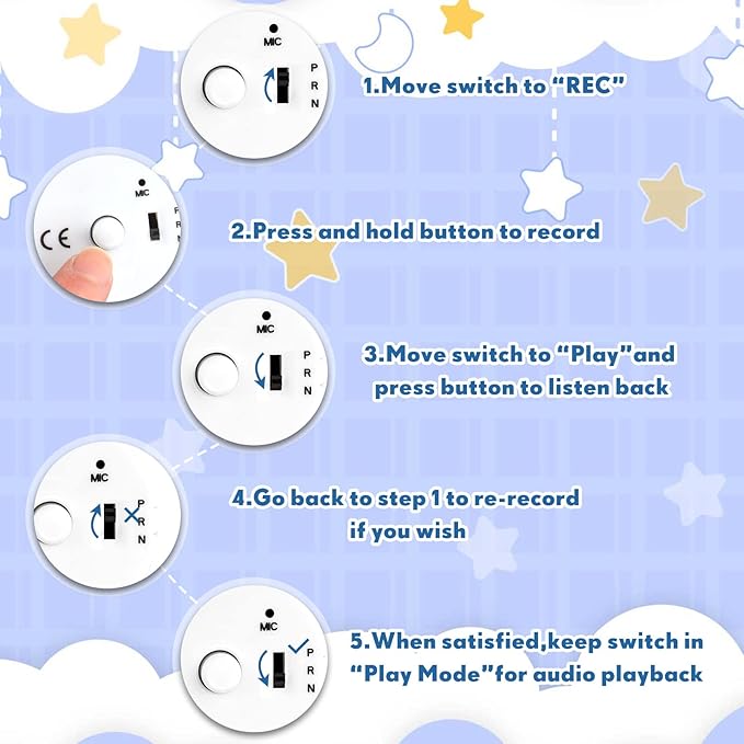 12 Pcs Voice Recorder for Stuffed Animal, Sound Recorder Music Recordable Sound Module Recording Device Record Custom Message for Plush Toy Doll Stuffed Bear Pillow, Battery Included (20 Second)