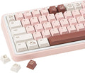 Milk Strawberry Cute Pink Keycaps - 134 Keys PBT Dye-Sublimation Keycaps, Cherry Profile - Kawaii Cow & Milk Cartoon Illustrations, Compatible with 60% 65% 75% 80% 100% Mechanical Keyboards